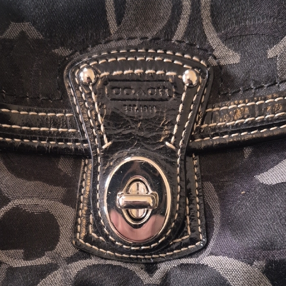 Coach Signature Black and Gray Wristlet - Picture 2 of 2